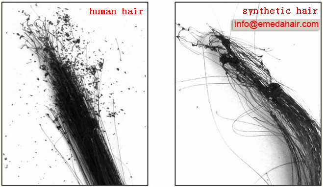 How to distinguish between human hair and synthetic hair?